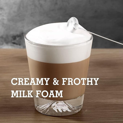 SIMPLETASTE Milk Frother Handheld Electric Foam Maker, Drink Mixer with Stainless Steel Whisk for Cappuccino, Bulletproof Coffee, Latte, Gray, with Stand, Battery Operated - Image 5