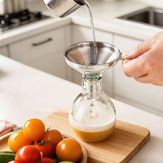 Small Funnels for Filling Bottles, 3 Pcs Stainless Steel Kitchen Funnel Set, Food Grade Mini Metal Funnel for Transferring Oil Liquid, Easy Cleaning with a Brush (Short Handle) - Image 4