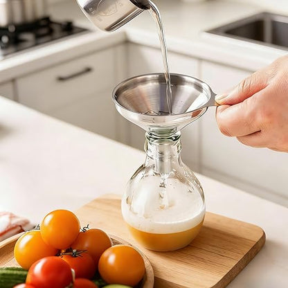 Small Funnels for Filling Bottles, 3 Pcs Stainless Steel Kitchen Funnel Set, Food Grade Mini Metal Funnel for Transferring Oil Liquid, Easy Cleaning with a Brush (Short Handle) - Image 4