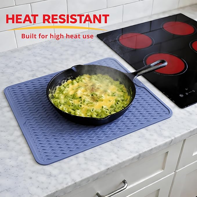 Silicone Drying Mat 16 × 12 – Royal Blue Non-Slip Sink Mat for Kitchen Counter, Heat-Resistant Food-Grade Dish Pad, Easy-Clean Multipurpose Drawer Liner (Royal Blue, 16" x 12")