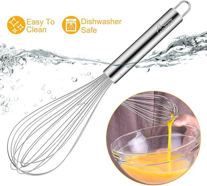 HOTEC 4 Pieces Stainless Steel Whisks Set Wire Whisk Balloon Whisk Egg Beater Kitchen Utensils for Stirring, Beating, Blending - Image 6