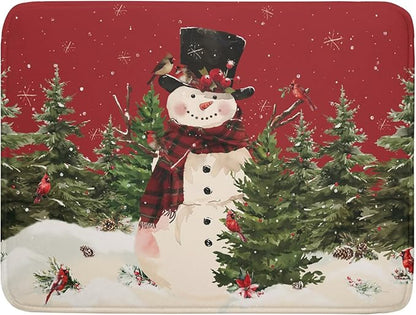 Christmas Snowman Dish Drying Mat for Kitchen Counter 18x24 Inch Watercolor Xmas Tree Bird Print Absorbent Reversible Microfiber Drying Mats Kitchen Countertop Protector Dishes Drainer Rack Pad by Aytipun