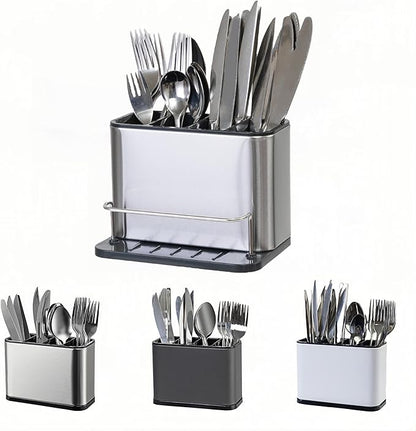 LIBODOUR Utensil Holder,Stainless Steel Caddy Counter,Spoon holder,4 Compartments Silverware Caddy,Capacity Flatware Spoon Fork Tool Cutlery Holder by ModernandFarmhouseUtensilHolder