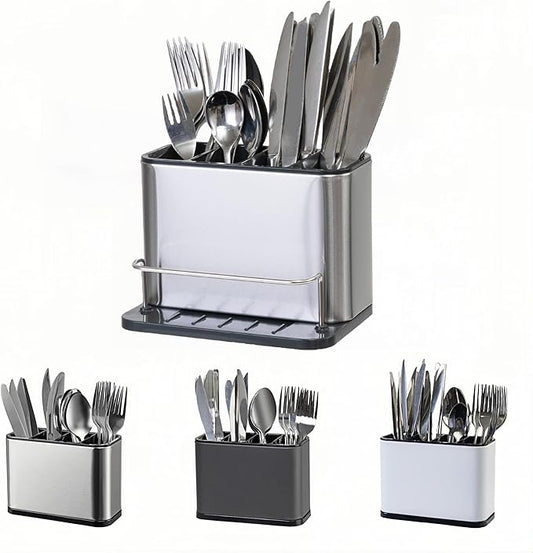 LIBODOUR Utensil Holder,Stainless Steel Caddy Counter,Spoon holder,4 Compartments Silverware Caddy,Capacity Flatware Spoon Fork Tool Cutlery Holder by ModernandFarmhouseUtensilHolder