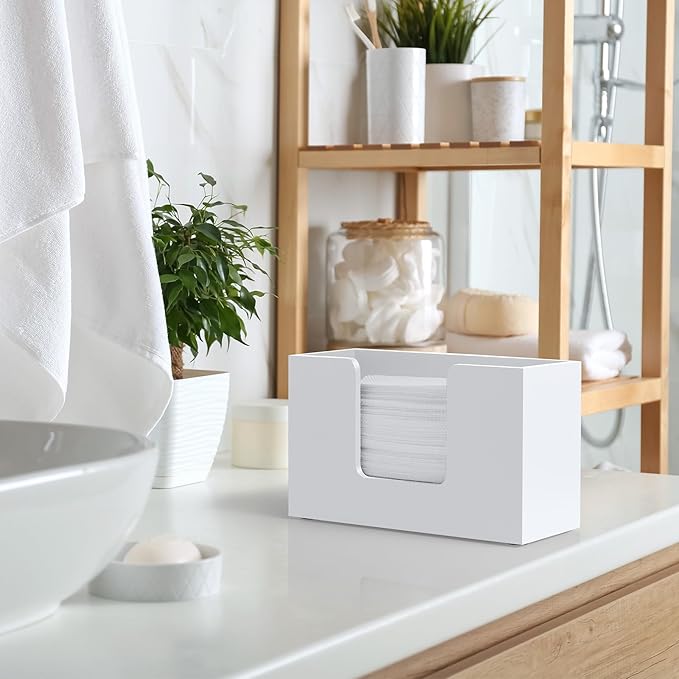 Paper Towel Dispenser Countertop, Wooden Bathroom Paper Towel Holder, White Napkin Holder for Kitchen, Countertop Multifold C-Fold, Z-Fold, Trifold Paper Hand Towel Dispenser for Bathroom Toilet - Image 5