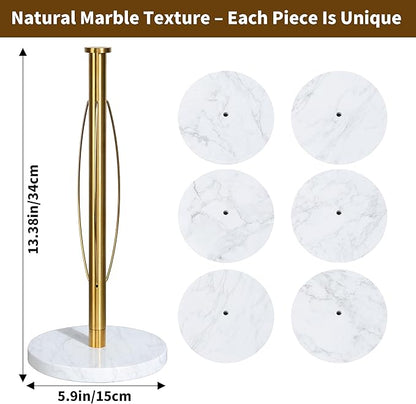 YIGII Marble Base Paper Towel Holder Countertop, Standing Paper Towel Holder with 15-Minute Magnetic Sand Timer, Papertowel Rack for Standard or Jumbo-Sized Roll Paper