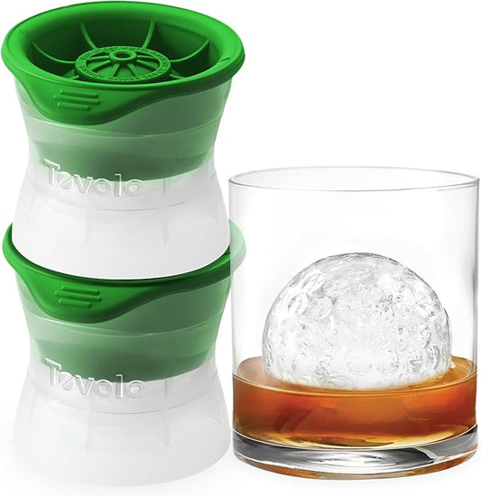 Tovolo Golf Ball Ice Cube Molds Pack of 2 Large Craft Ice Sphere Mold for Whiskey Bourbon Cocktail Drinks, Dishwasher Safe BPA Free Golf Ice Mold Fun Gift Ideas for Fathers, Men, Women