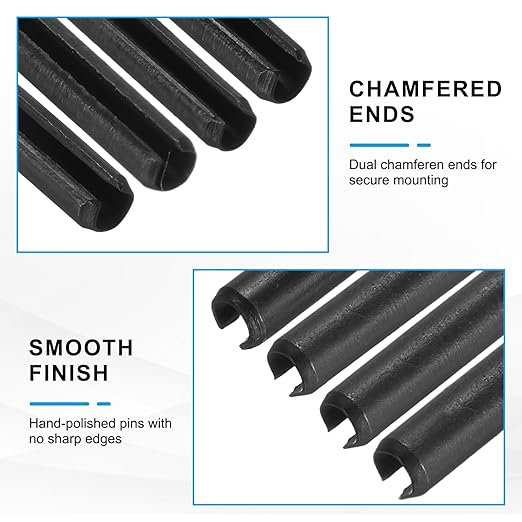 MECCANIXITY 120Pcs Slotted Split Roll Pins 3/25 Inch(3mm) Dia. 6/25 Inch(6mm) Length Steel Spring Tension Expansion Dowels for Secure Fastening, Black