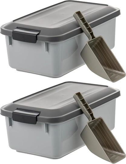 IRIS USA WeatherPro Airtight Pet Food Storage Container, Up to 14 lbs, Dog Cat Bird and Other Pet Food Storage Bin Keep Pests Out Translucent Body BPA Free Stackable, 2 Pack, Gray - Image 6