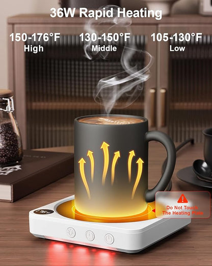 Mug Warmer - 36W Coffee Mug Warmer for Desk with Temperature Display, 2-12Hrs Auto Shut Off, Smart Candle Warmer - Ideal Coffee Gifts Accessories Keep Beverages Coffee Warmer (White) - Image 2