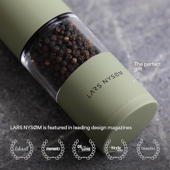 LARS NYSØM Salt and Pepper Grinder Set, Manual Salt and Pepper Mills with Adjustable Ceramic Grinder, Design Spice Shaker Set (Blush Rose) - Image 4