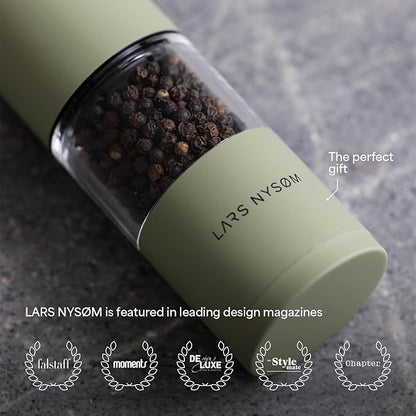 LARS NYSØM Salt and Pepper Grinder Set, Manual Salt and Pepper Mills with Adjustable Ceramic Grinder, Design Spice Shaker Set (Taupe Brown) - Image 5