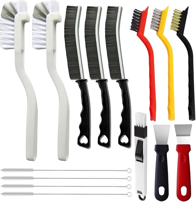 15Pcs Crevice Cleaning Brush Set, Hard Bristle Scrub Brushes Tools for Deep Cleaning Gap,Window Groove Cleaning Brush for Sliding Door Sill Tile Lines Shutter Corner Sink Teapot Bottle (1 Set) by Unknown