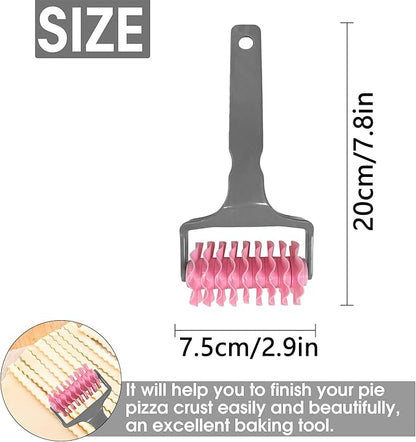 Pastry Wheel Cutter, Pasta Cutter Wheel for Fluted Pastry Ravioli Cutter Wheel with Handle, Designs Pizza Pie Crust Decorating Tools for Home and Kitchen Use - Image 3