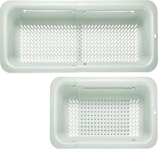 LASSHSWA Collapsible Colander for Kitchen, Over the Sink Strainer Basket for Kitchen, Fruit Pasta Food Strainer Expandable Plastic Colander BPA Free (Light Gray) by LASSHSWA