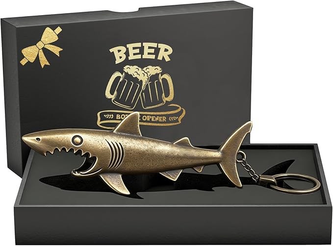 Cool Shark Bottle Opener Keychain, Vintage Zinc Alloy Beer Opener, Portable Key Ring, Beach Bar Decor, Ideal Gift for Father's Day, Christmas, Dad, Husband, Boyfriend, Grandpa