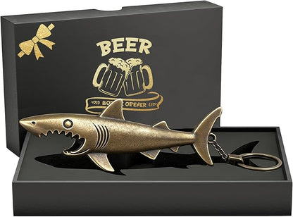 Cool Shark Bottle Opener Keychain, Vintage Zinc Alloy Beer Opener, Portable Key Ring, Beach Bar Decor, Ideal Gift for Father's Day, Christmas, Dad, Husband, Boyfriend, Grandpa