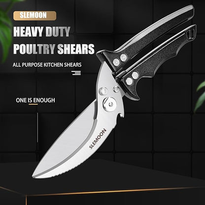 Heavy Duty Poultry Shears Meat Cutting Dishwasher Safe and Food Stainless Kitchen Shears Kitchen Scissors for Chicken Turkey Thanksgiving,Gift Box,black