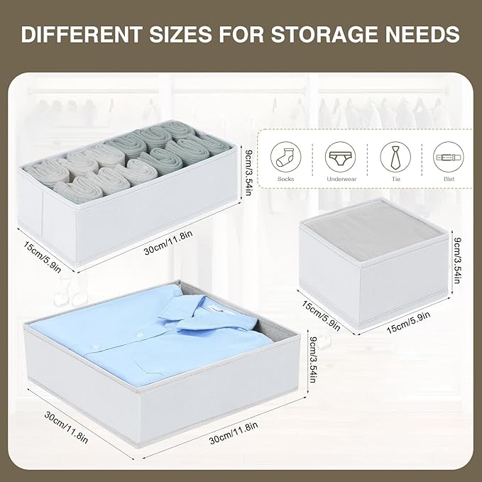 DIMJ Drawer Organizer Clothes, 24 Pack Dresser Organizer, Foldable Closet Organizers and Storage, Fabric Dresser Drawer Organizers, Drawer Dividers for Nursery, Baby Clothes, Underwears, Sock - Image 2