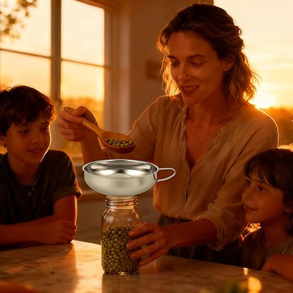 Stainless Steel Wide-mouthed Kitchen Funnel, 2 Sets with Filter, Suitable for Wide-mouthed and Regular-Sized Cans, Ideal for Transferring Liquids and Solids, Oils, Beans and Jams