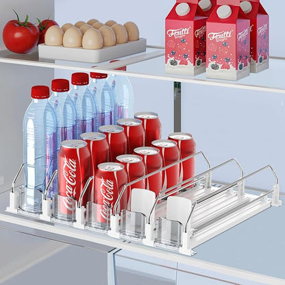 Drink Organizer for Fridge,Self Pushing Fridge Drink Organizer,Automatic Drink Dispenser for Fridge-Holds up to 25 Cans by IBORING