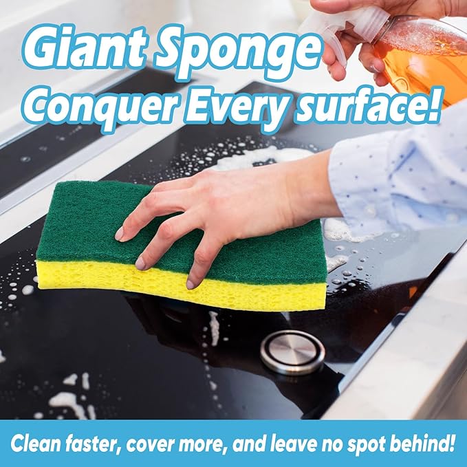 AIDEA XL Scrub Sponges 6Count, Heavy Duty Sponges for Dishes, Extra Large Sponge for Cleaning Kitchen and Household, Heavy Duty Sponge Safe for Non-Coated Cookware, Cleaning Power for Bathroom, House - Image 5