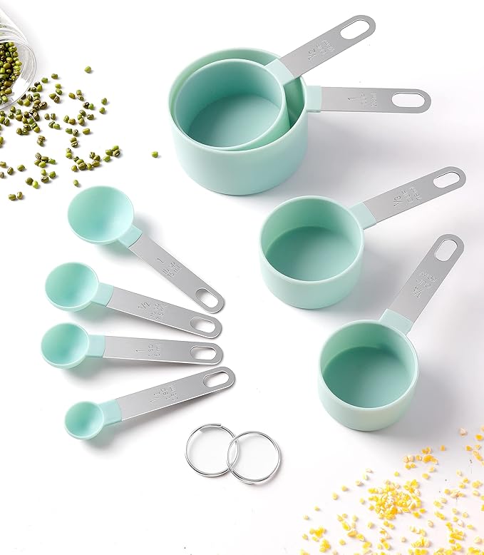 Measuring Cups and Spoons Set of 8 Pieces, nesting measuring cups for Measuring Dry or Liquid Ingredients, Stainless Steel Handle, Kitchen Gadgets for Cooking & Baking - Image 3