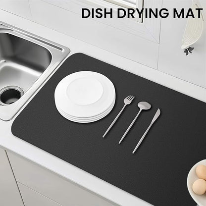 WISELIFE Dish Drying Mat Super Absorbent Drying Mat Large Dish Drying Mats for Kitchen Counter Easy Clean Dish Mat Kitchen Drying Mat18"x 32" Classic Black - Image 7