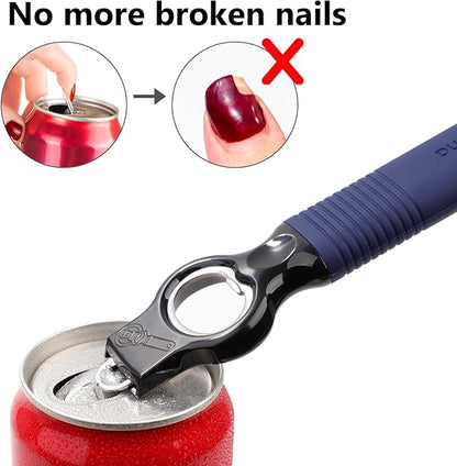 2-Pack Magnetic Beer Bottle Opener & Soda Can Opener, 2-in-1 Bottle Opener and Can Tab Opener Tool for Bartender, Long Nails, Arthritis, Silicone Handle with Build in Magnet - Navy Blue - Image 5