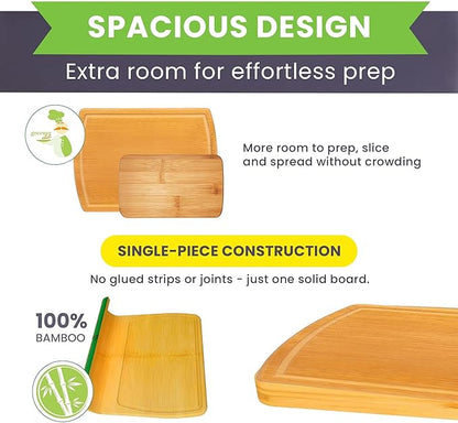 Glue-Free Surface™ 2XL Extra Large Bamboo Cutting Board Set of 4 – Small, Medium, XL, and Oversized Sizes from Chopping Vegetables to Carving Meat & Turkey for Large Family Meal Prep and Gatherings - Image 2