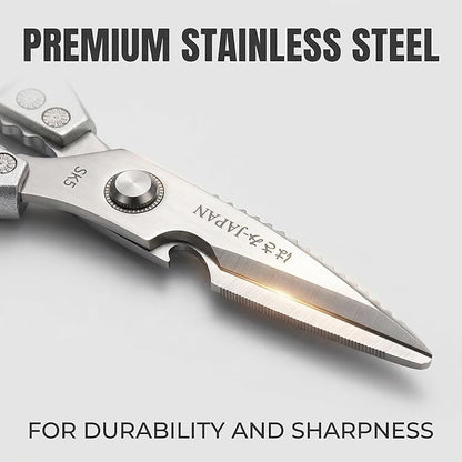 2 heavy-duty food scissors, multifunctional meat scissors, premium ultra sharp Japanese stainless steel poultry kitchen scissors, dishwasher safety, gifts