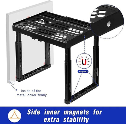 Piffny 2 Pack Locker Organizer Shelf, Adjustable Width and Height, Ideal for School, Office, and Gym Lockers, White, PLKSLF01