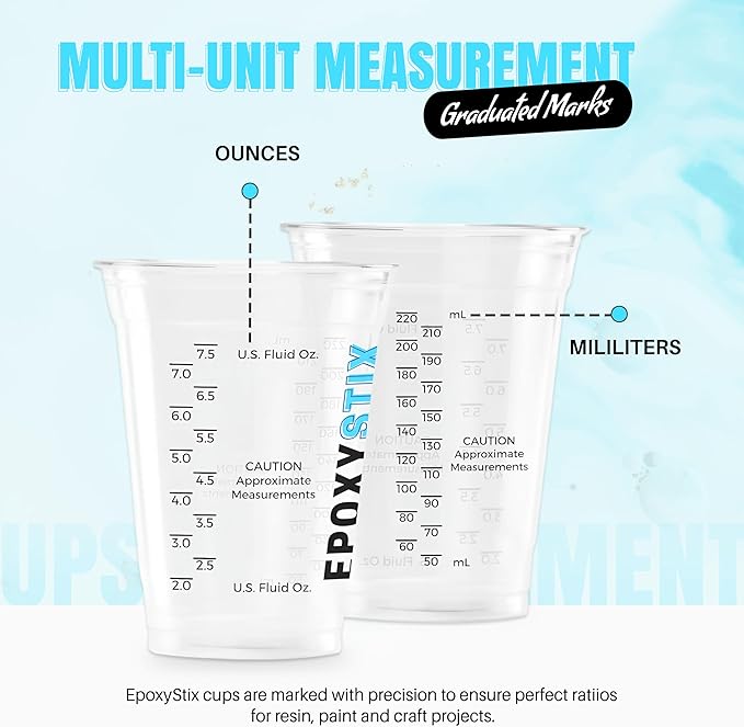 [Pack of 25] 10oz Disposable Graduated Measuring Cups for Mixing - Measurements in mL and Oz - Multipurpose Reusable Cups for Paint, Epoxy Resin, Stain, Liquid Mixing Cups