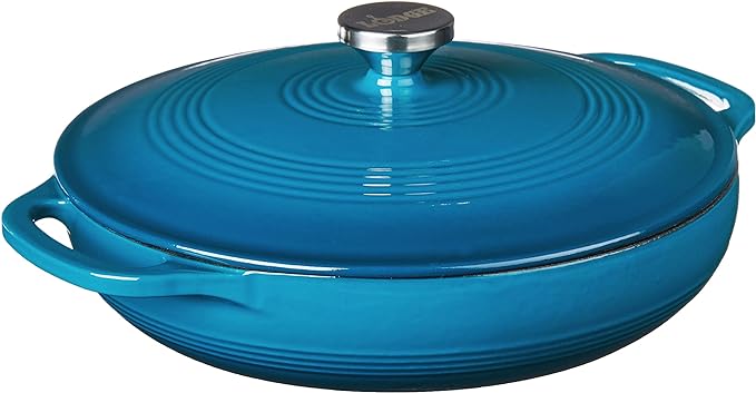 Lodge Essential Enamel Braiser - Refrigerator- & Oven-Safe up to 500° F - Heat-Retaining, Induction-Safe & PFAS-Free Enamel Cookware - 3.5 Quart, Cornflower Blue by Lodge