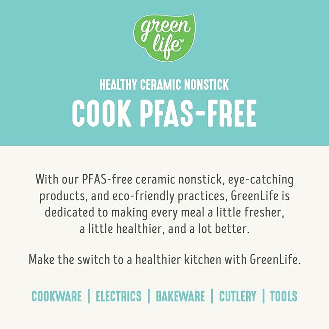 GreenLife Soft Grip 16 Piece Cookware Set, Non-Toxic PFAS-Free Ceramic Nonstick, Pots, Frying, Sauce, Saute, Glass Lids, Stay-Cool Handles, Wobble Free Bases, Dishwasher & Oven Safe, Turquoise - Image 9