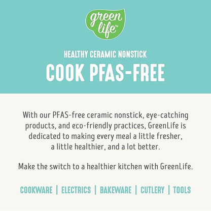GreenLife Soft Grip 16 Piece Cookware Set, Non-Toxic PFAS-Free Ceramic Nonstick, Pots, Frying, Sauce, Saute, Glass Lids, Stay-Cool Handles, Wobble Free Bases, Dishwasher & Oven Safe, Turquoise - Image 9