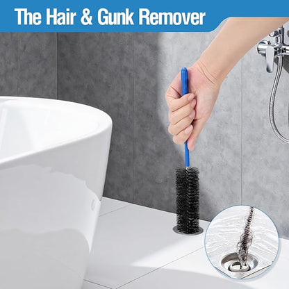 3PCS Drain Brush Set with Refrigerator Coil Cleaning Brush, Multi-Use Drain Cleaning Brush Kit for Kitchen Sink, Bathroom Drains & Surface Clog Removal