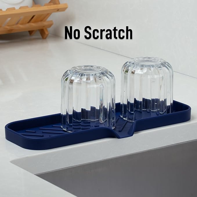 Zulay Kitchen Large Silicone Sponge Holder (12x4) – Flexible Sink Organizer Tray for Kitchen & Bathroom – Multipurpose Soap Dish for Sponges, Makeup, Trinkets & More (Dark Blue) - Image 7