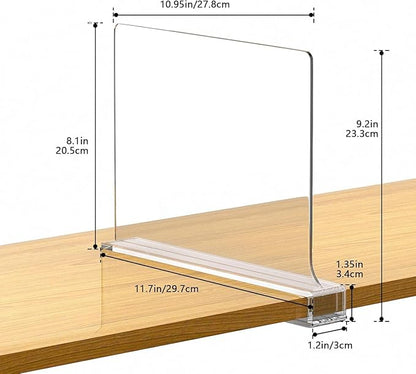 8 PCS Shelf Dividers for Closet Organization Acrylic Clear Closet Shelf Divider for Wooden Shelving Suitable for Wooden or Vertical Shelves Or Bedroom, Kitchen and Office