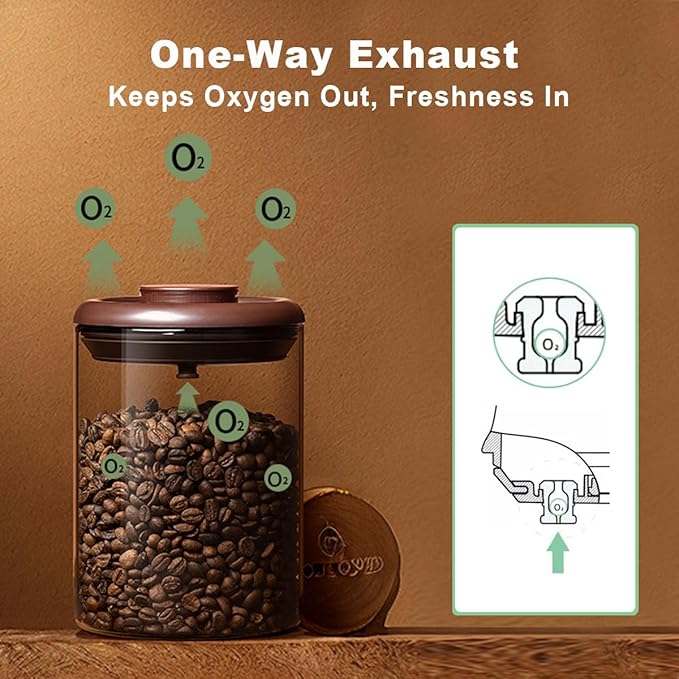 Ankou Glass Coffee Canister 900ml x 2 Jar, Airtight Food Storage Container with Pop Lid, Kitchen High Borosilicate Glass Contianers For Tea Coffee Bean Sugar - Image 3