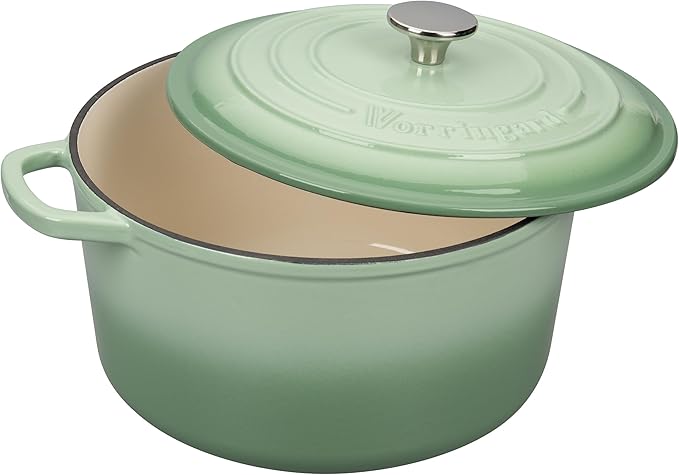 VORRINGARD Enameled Cast Iron Dutch Oven Pot with Lid, for Sourdough Bread Baking, Round Dutch Ovens, 6 Quart, Green - Image 4