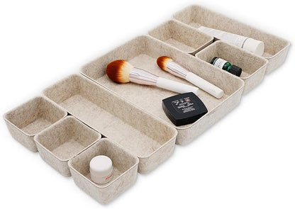 Welaxy Desk Drawer Organizer Tray, 8-Piece Beige Office Storage, Nordic Minimalist Lifestyle (Oatmeal) by Welaxy