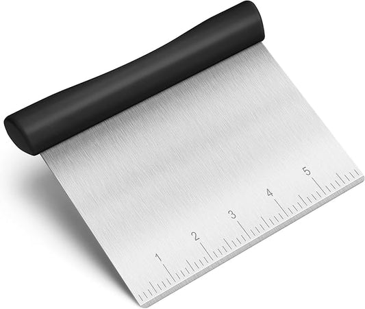 Rainspire Bench Scraper, Stainless Steel Dough Scraper, Pastry Scraper, Pizza and Dough Cutter Multi-Purpose Scraper/Chopper, Pizza Cutter Food Chopper Baking Supplies Kitchen Gadgets, Black by Rainspire