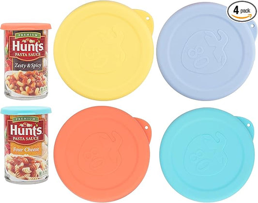 4PCs 3.5-inch/8.2cm Silicone Can Lids, Food Sealing Lids for 3.5-inch Can, Durable and Reusable Lids, Freezer Dishwasher Safe (Can NOT Included)