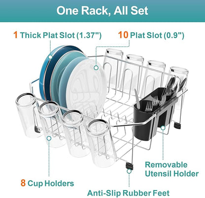 GSlife Small in Sink Dish Drying Rack - Stainless Steel Compact Dish Drainer for RV Kitchen Apartment Sink, Rust Resistant Inside Sink Rack, 1–2 Person Households, 13.1" W x 14.4" L, Silver - Image 4