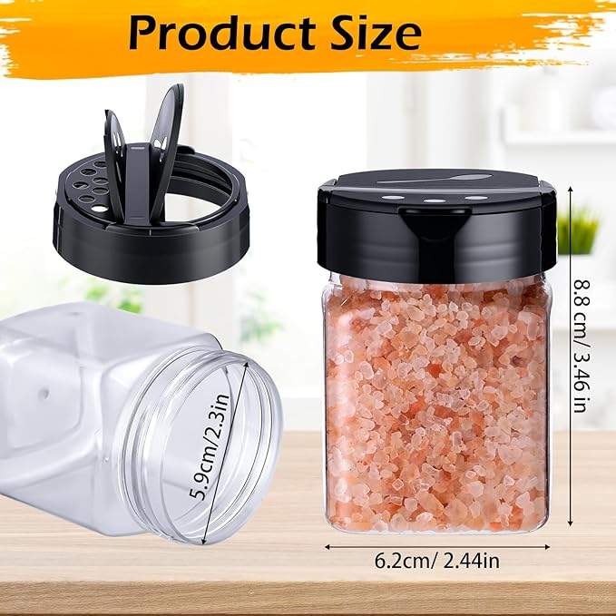 Mimorou 30 Pack Plastic Spice Jars with Shaker Lids Clear Seasoning Containers Spice Bottles for Kitchen Storing Spice Herbs Seasoning Powders(Square,6.1 oz) - Image 2