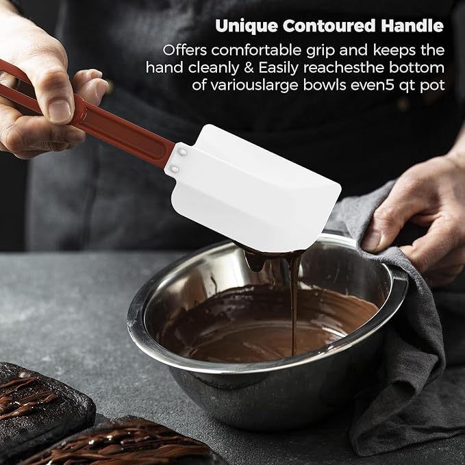 High Heat Resistant Silicone Spatulas, 13-1/2" Commercial Spatula 500°F Heat-Resistant Heavy Duty Spatula Non-Stick Scraper, Ideal for Baking/Cooking/Mixing, Commercial Dishwasher Safe, Set of 2 - Image 4