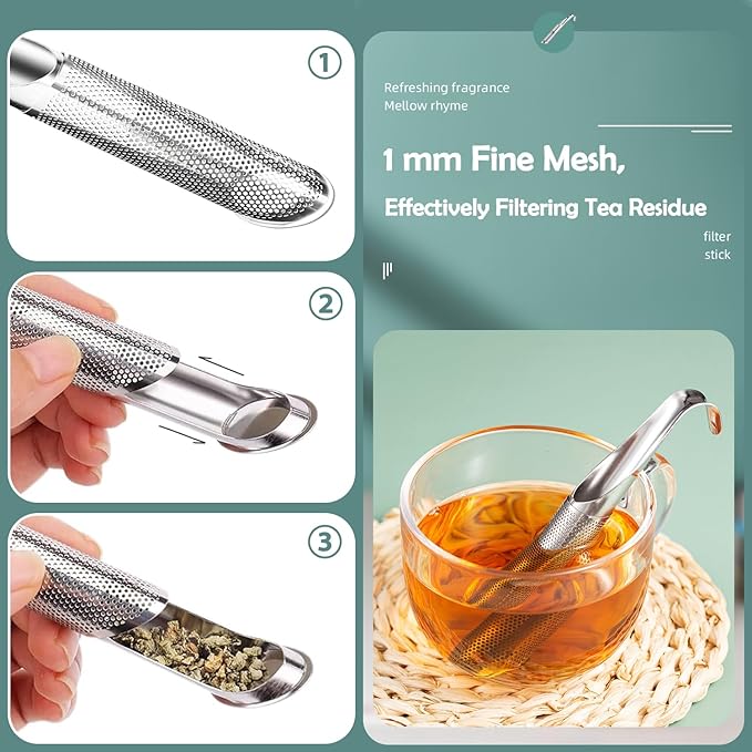 2 Pack Tea Infusers, Extra Fine Mesh Tea Strainer for Loose Tea, Stainless Steel Long Handle Tea Steeper Diffuser for Leaf Tea, Coffee, Spices, Seasonings - Image 4
