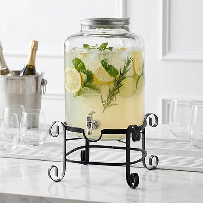 Style Setter Beverage Dispenser Cold Drink Dispenser w/ 3-Gallon Capacity Glass Jug, Metal Stand & Leak-Proof Acrylic Spigot Great for Parties, Weddings & More - Image 3