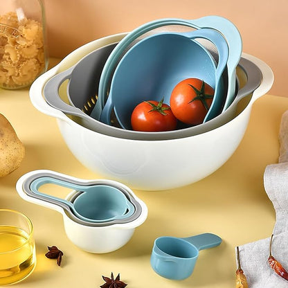 Plastic Mixing Bowls Set 8/10 PCS with Measuring Spoon, Colorful Serving Bowls for Kitchen, Ideal for Baking, Prepping, Nesting Bowls for Space Saving Storage (Pebble) - Image 7